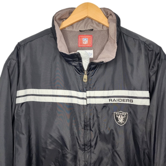 NFL OAKLAND RAIDERS Mens Vintage Black & Silver Windbreaker Jacket - XXL - Picture 3 of 9